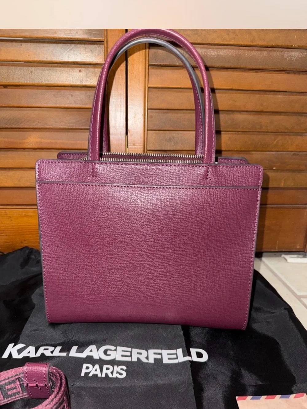 Karl Lagerfeld Plum Embellished Tote Bag - Picture 5 of 8